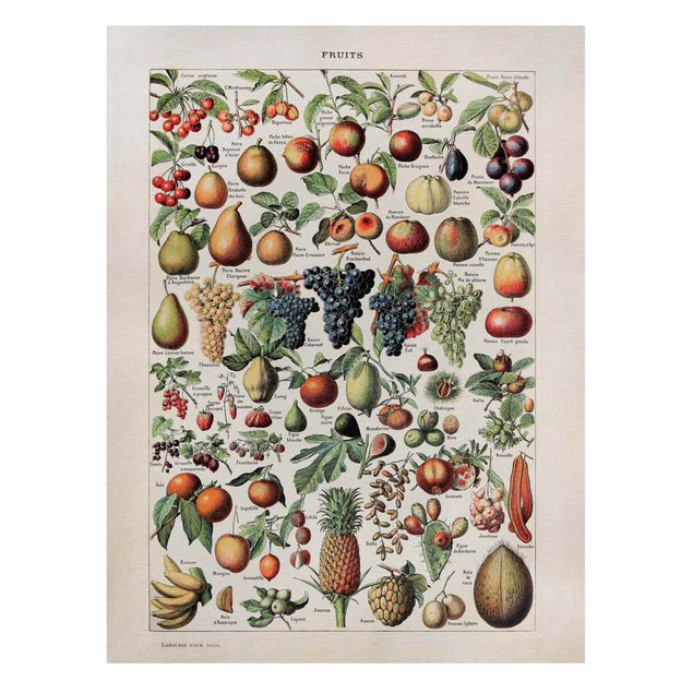 Billeder på lærred grøntsager og frukt Vintage Board Fruits