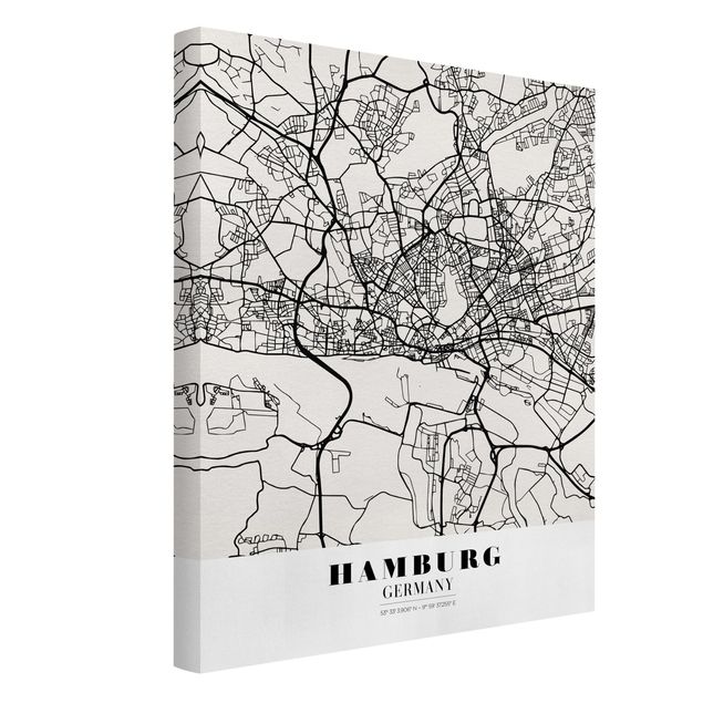 Billeder på lærred verdenskort Hamburg City Map - Classic