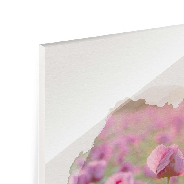 Billeder blomster WaterColours - Violet Poppy Flowers Meadow In Spring