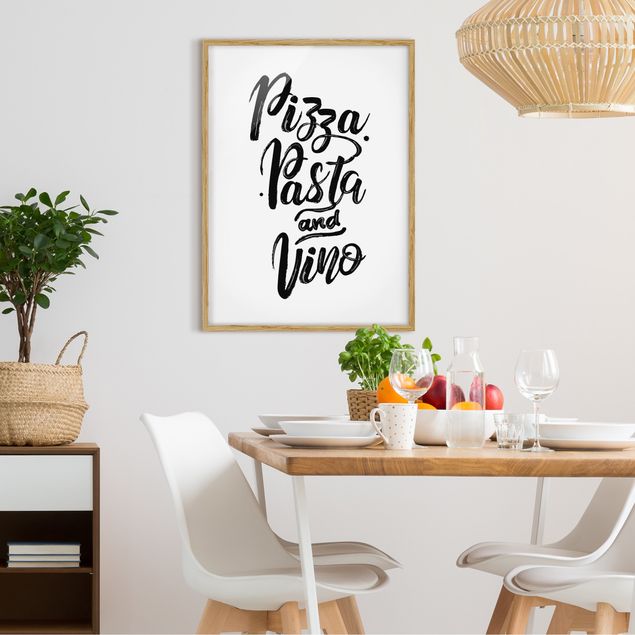 Indrammede plakater ordsprog Pizza Pasta And Vino