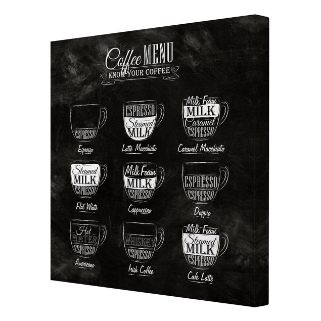 Billeder sort og hvid Coffee Varieties Chalkboard