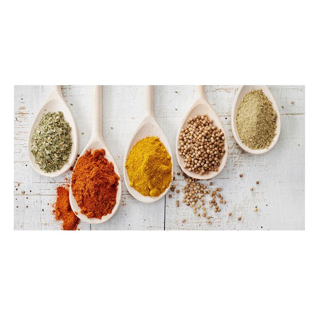 Billeder på lærred krydderier og urter Wooden Spoon With Spices