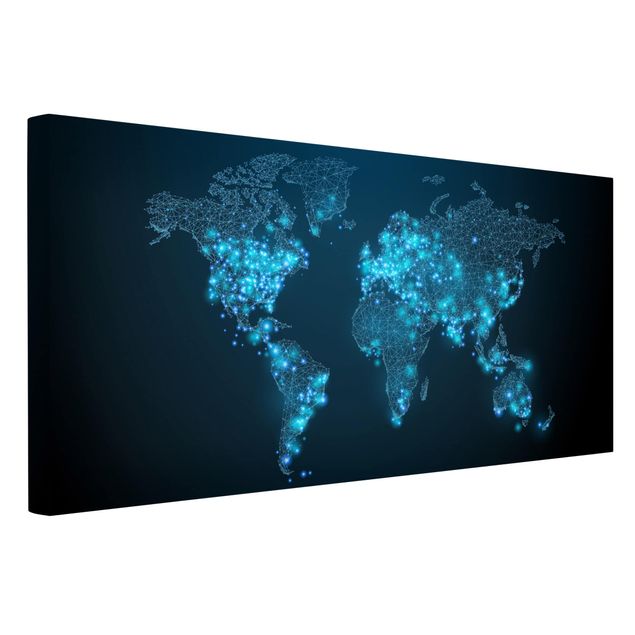 Billeder på lærred verdenskort Connected World World Map
