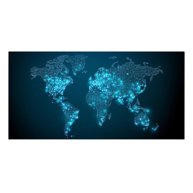 Billeder blå Connected World World Map