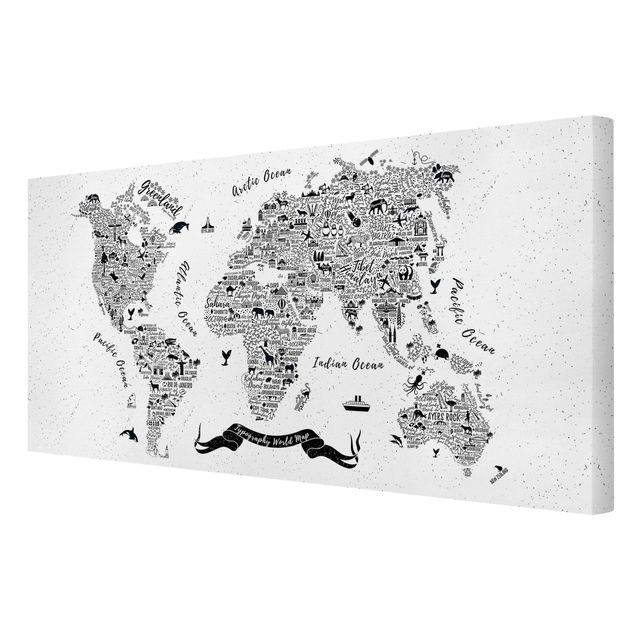 Billeder Typography World Map White