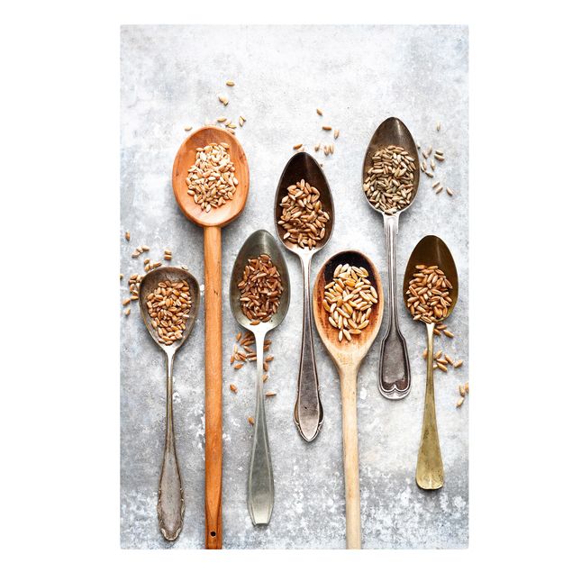 Billeder på lærred krydderier og urter Cereal Grains Spoon