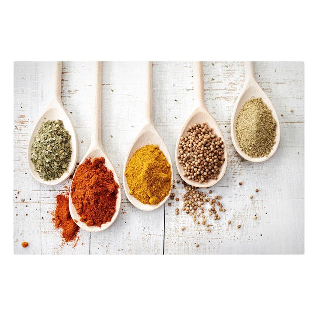 Billeder på lærred krydderier og urter Wooden Spoon With Spices