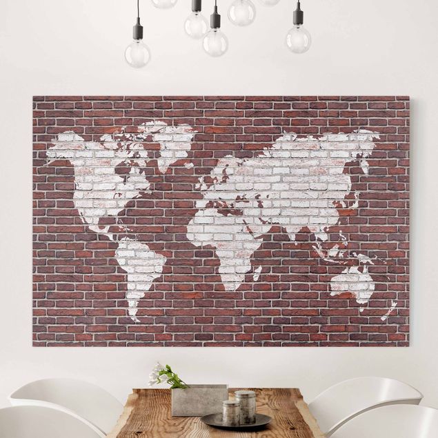 køkken dekorationer Brick World Map