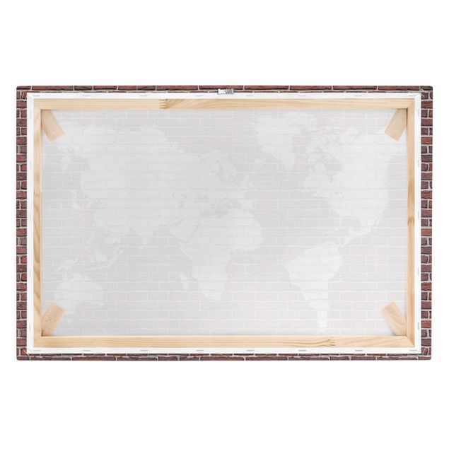 Billeder på lærred Brick World Map