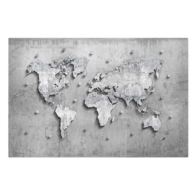 Billeder på lærred verdenskort Concrete World Map