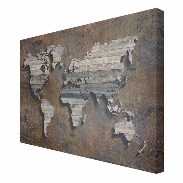 Billeder Wooden Grid World Map