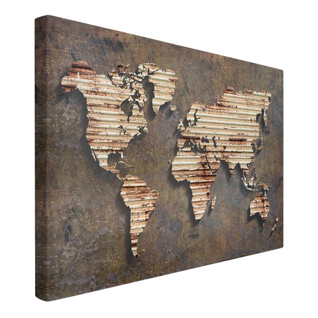 Billeder på lærred verdenskort Rust World Map
