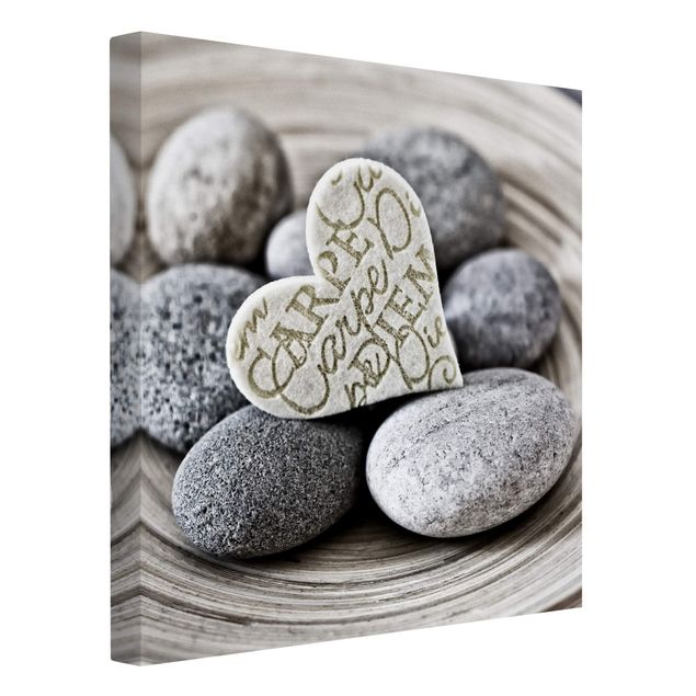 Billeder kunsttryk Carpe Diem Heart With Stones