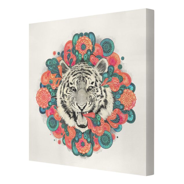 Billeder på lærred mønstre Illustration Tiger Drawing Mandala Paisley