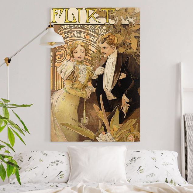 Kunst stilarter art deco Alfons Mucha - Advertising Poster For Flirt Biscuits