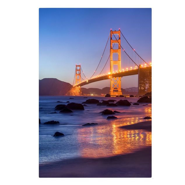 Billeder orange Golden Gate Bridge At Dusk