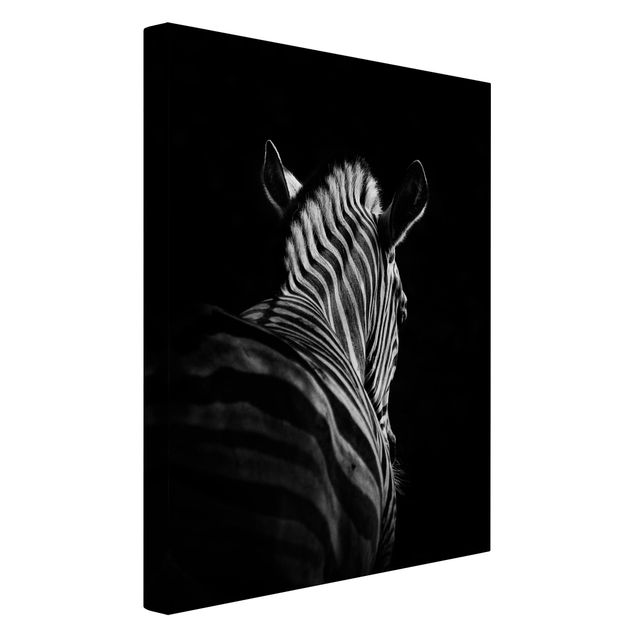 Billeder på lærred sort og hvid Dark Zebra Silhouette