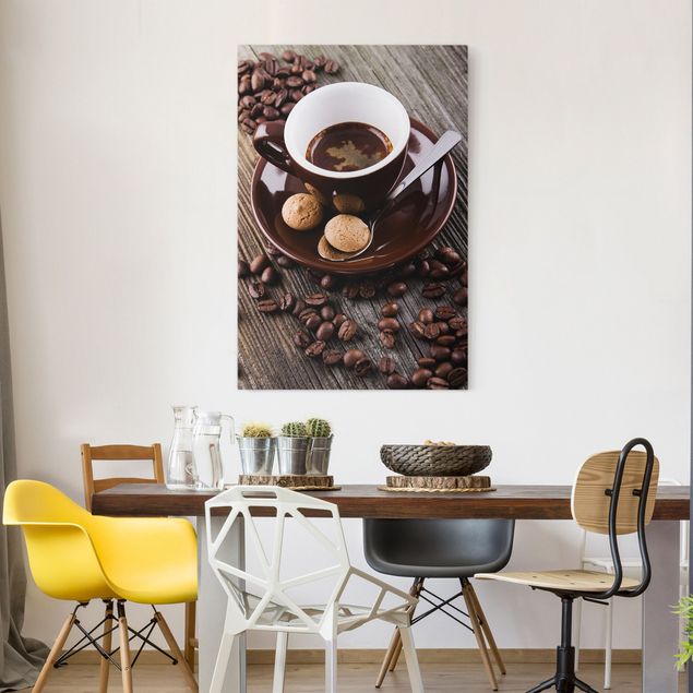 Billeder på lærred kunsttryk Coffee Mugs With Coffee Beans