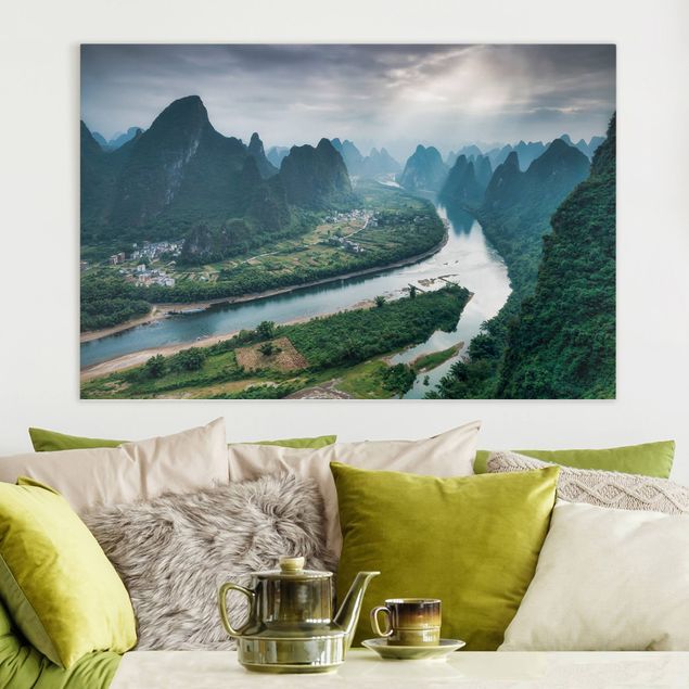 Billeder på lærred Asien View Of Li River And Valley