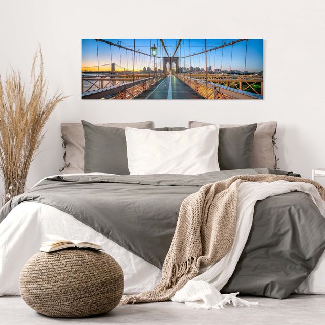 Billeder New York Dawn On The Brooklyn Bridge