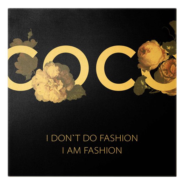Billeder på lærred guld COCO - I dont´t do fashion Roses Black