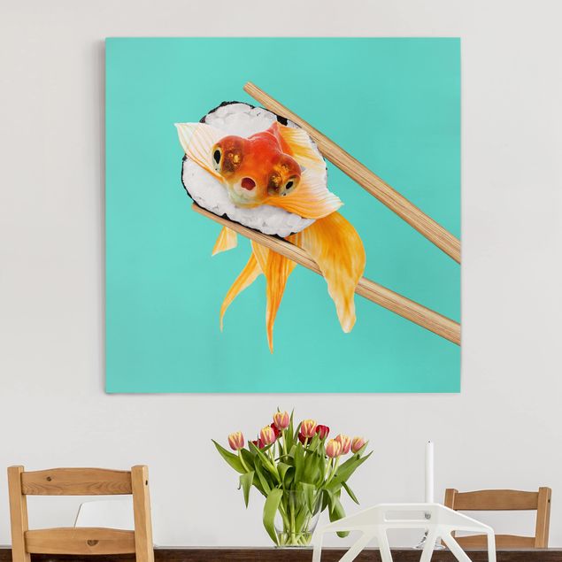 Billeder på lærred fisk Sushi With Goldfish