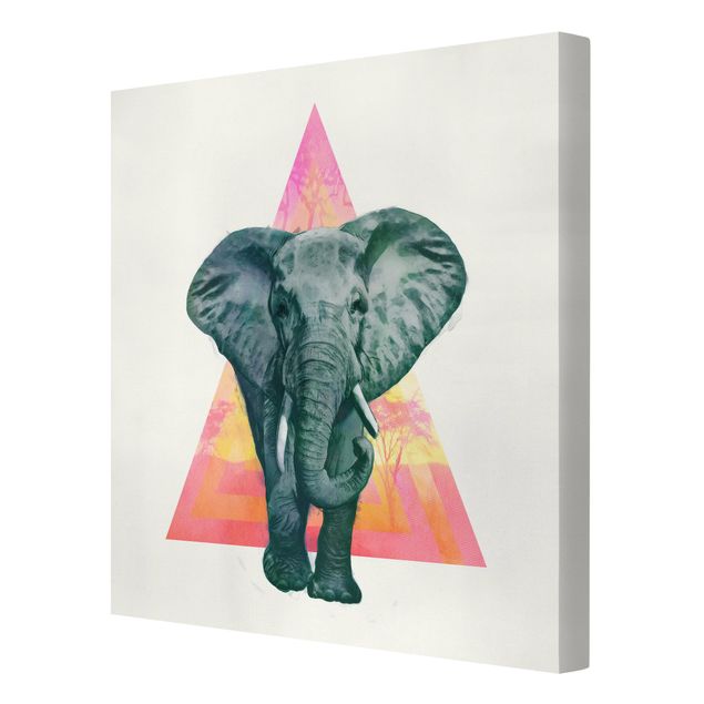 Billeder kunsttryk Illustration Elephant Front Triangle Painting
