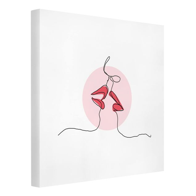 Billeder på lærred abstrakt Lips Kiss Line Art