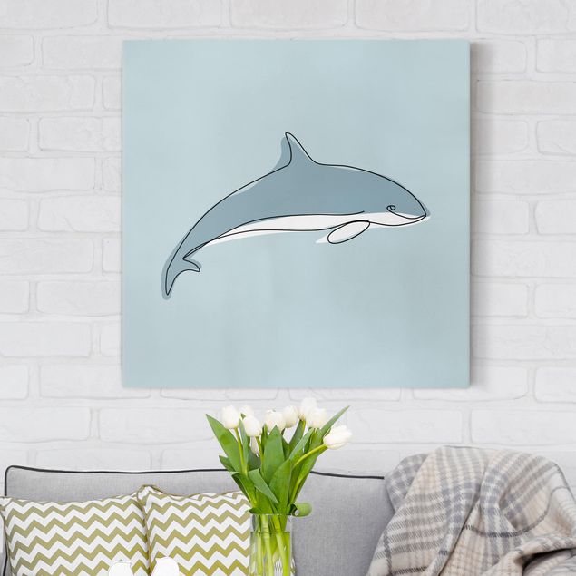 Billeder blå Dolphin Line Art