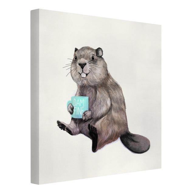 Billeder på lærred kunsttryk Illustration Beaver Wit Coffee Mug