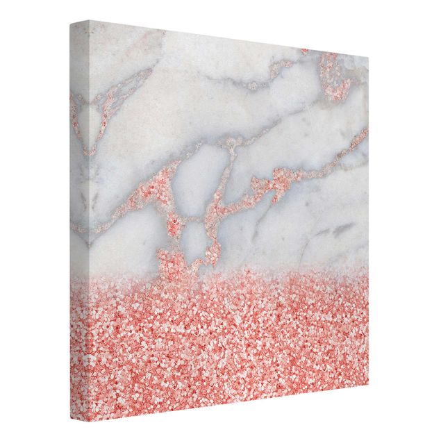 Billeder kunsttryk Marble Look With Pink Confetti
