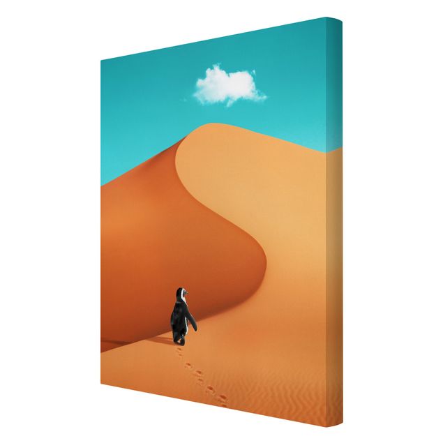 Billeder på lærred landskaber Desert With Penguin