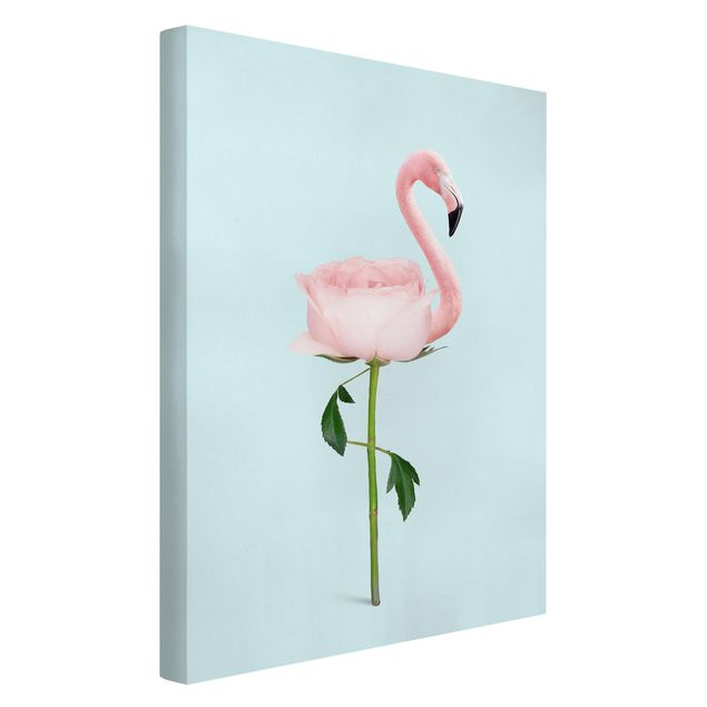 Billeder på lærred blomster Flamingo With Rose