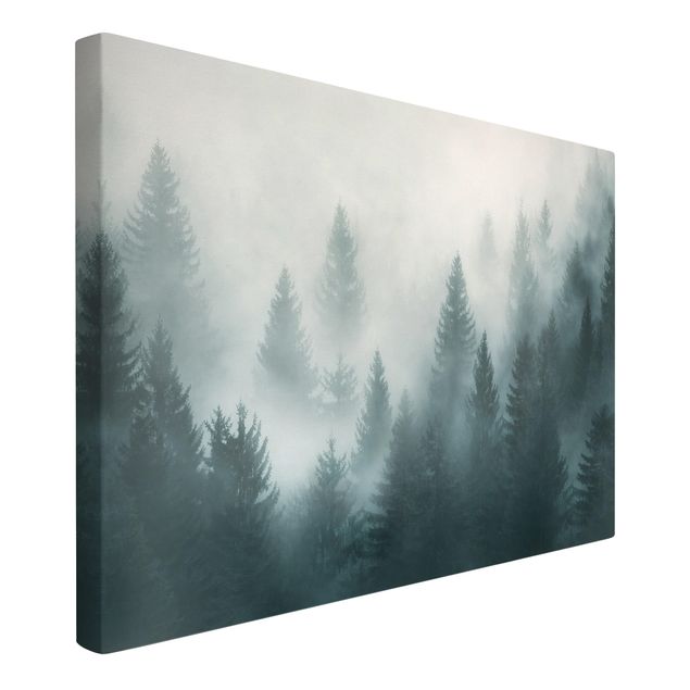 Billeder på lærred landskaber Coniferous Forest In Fog