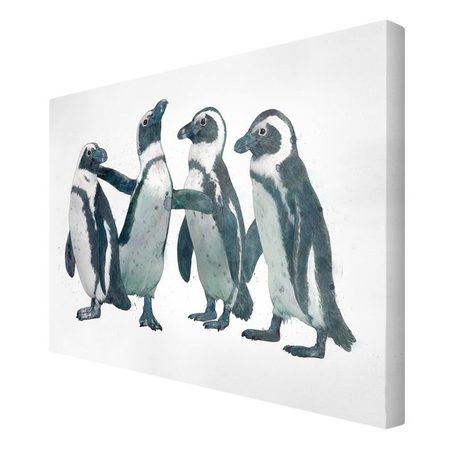 Billeder kunsttryk Illustration Penguins Black And White Watercolour