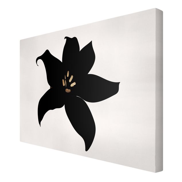 Billeder på lærred sort og hvid Graphical Plant World - Orchid Black And Gold