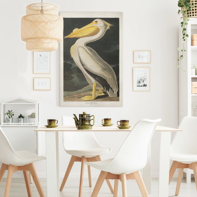 Billeder på lærred fugle Vintage Board White Pelican