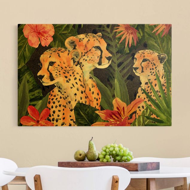Billeder på lærred katte Three Cheetahs In The Jungle