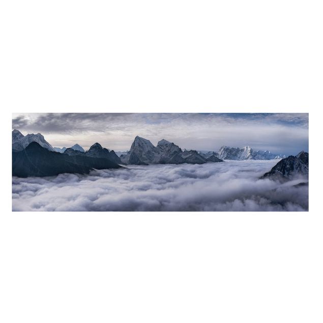 Billeder på lærred sort og hvid Sea Of ​​Clouds In The Himalayas