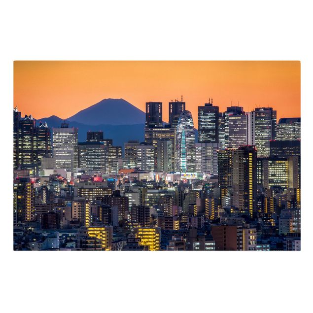 Billeder på lærred Tokyo Tokyo With Mt. Fuji At Dusk