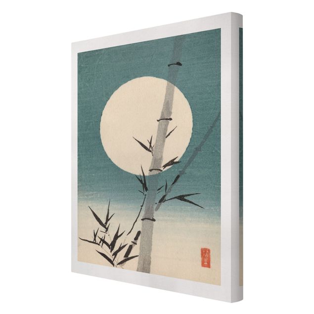 Billeder på lærred vintage Japanese Drawing Bamboo And Moon