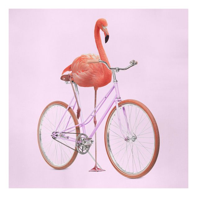 Billeder på lærred dyr Flamingo With Bicycle