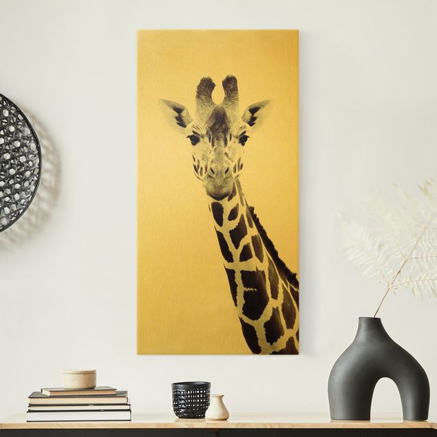 køkken dekorationer Giraffe Portrait In Black And White