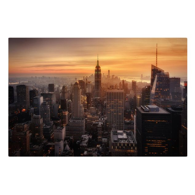Billeder på lærred arkitektur og skyline Manhattan Skyline Evening