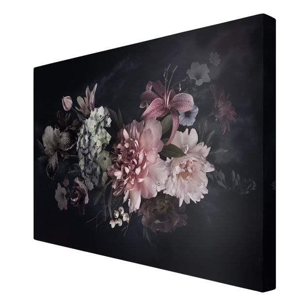 Billeder sort Flowers With Fog On Black
