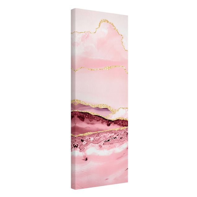 Billeder bjerge Abstract Mountains Pink With Golden Lines