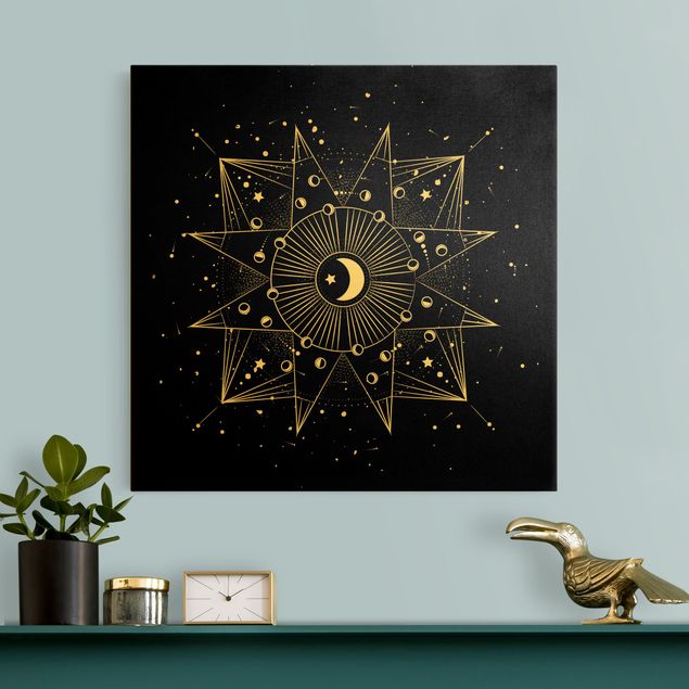 Billeder på lærred spirituelt Astrology Moon Magic Black