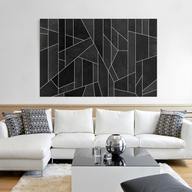Billeder på lærred sort og hvid Black And White Geometric Watercolour