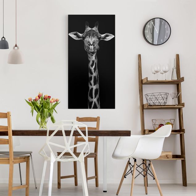 Billeder på lærred giraffer Dark Giraffe Portrait