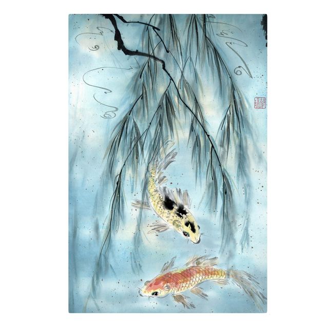 Billeder på lærred dyr Japanese Watercolour Drawing Goldfish II